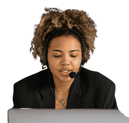 a black woman with headphone on her head